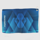 Moderne Blauwe Geometrische Naam Golfhanddoek (Horizontaal)