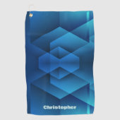Moderne Blauwe Geometrische Naam Golfhanddoek (Voorkant)