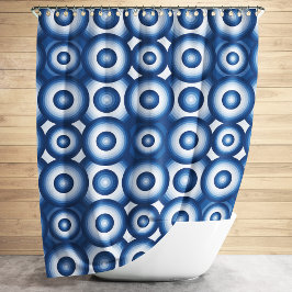 Moderne Blauwe Geometrische Patroon Douchegordijn