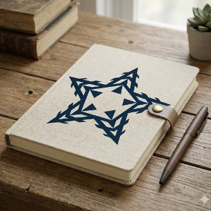 Moderne Blauwe Geometrische Ster Gepersonaliseerd Notitieboek