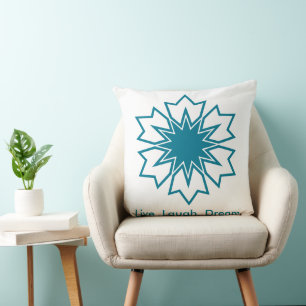 Moderne Blauwe Geometrische Ster Mandala Aangepast Kussen