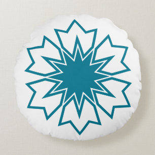 Moderne Blauwe Geometrische Ster Mandala Aangepast Rond Kussen