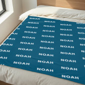 Moderne blauwe gepersonaliseerde herhalende naam p fleece deken