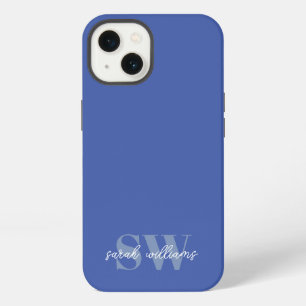Moderne Blauwe Gepersonaliseerde Monogramnaam iPhone 13 Hoesje