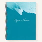 Moderne blauwe gepersonaliseerde scriptnaam notitieboek (Voorkant)