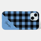 Moderne Blauwe geruite Check Patroon Naam Case-Mate iPhone Case (Achterkant (horizontaal))