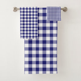Moderne Blauwe Geruite Gingham Patroon Bad Handdoek