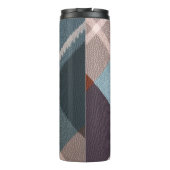 Moderne blauwe geruite kersthermosbeker thermosbeker (Achterkant)