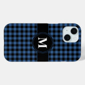 Moderne Blauwe Geruite Patroon Monogram Case-Mate iPhone Case (Achterkant (horizontaal))
