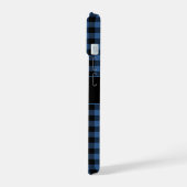 Moderne Blauwe Geruite Patroon Monogram iPhone 15 Case (Linkerkant)