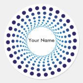Moderne Blauwe Gestippelde Cirkel Ronde Sticker (Voorkant)