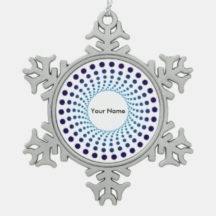 Moderne Blauwe Gestippelde Cirkel Tin Sneeuwvlok Ornament