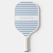 Moderne blauwe gestreepte aangepaste naam pickleball paddle (Achterkant)