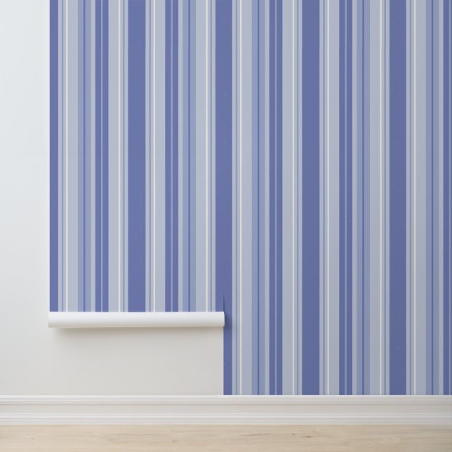Moderne Blauwe Gestreepte Behang (Applicatie)
