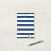 Moderne Blauwe Gestreepte, Schelpen, Takenlijst Post-it® Notes (Op bureau)