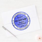 Moderne blauwe glazige mousserende sterren Product Ronde Sticker (Envelop)
