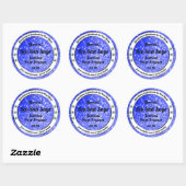 Moderne blauwe glazige mousserende sterren Product Ronde Sticker (Vel)