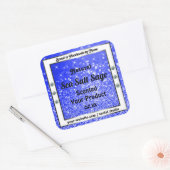 Moderne blauwe glazige mousserende sterren Product Vierkante Sticker (Envelop)