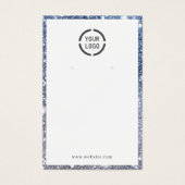 Moderne blauwe glitter aangepaste logo oorscherm visitekaartje (Voorkant)