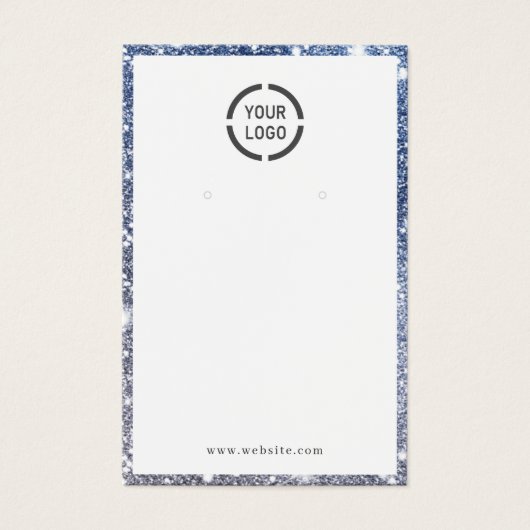 Moderne blauwe glitter aangepaste logo oorscherm visitekaartje (Voorkant)