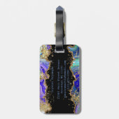 Moderne Blauwe Glitter Agaat Bagagelabel (Achterkant verticaal)