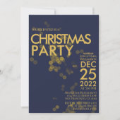 Moderne Blauwe Glitter-confetti met kerstfeest Kaart (Voorkant)