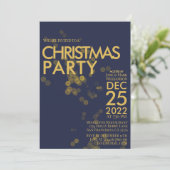 Moderne Blauwe Glitter-confetti met kerstfeest Kaart (Staand voorkant)