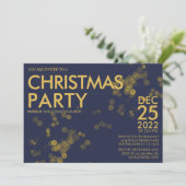 Moderne Blauwe Glitter-confetti met kerstfeest Kaart (Staand voorkant)