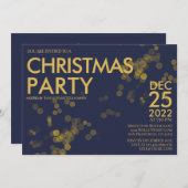 Moderne Blauwe Glitter-confetti met kerstfeest Kaart (Voorkant / Achterkant)