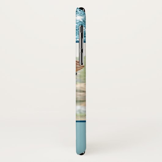 Moderne Blauwe Glitter Custom Liefde Paar Foto Case-Mate iPhone Case (Achterkant/links)