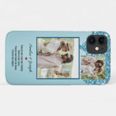 Moderne Blauwe Glitter Custom Liefde Paar Foto Case-Mate iPhone Case (Achterkant (horizontaal))