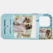 Moderne Blauwe Glitter Custom Liefde Paar Foto Case-Mate iPhone Case (Achterkant (horizontaal))