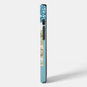 Moderne Blauwe Glitter Custom Liefde Paar Foto Case-Mate iPhone Case (Achterkant / Links)