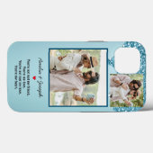 Moderne Blauwe Glitter Custom Liefde Paar Foto Case-Mate iPhone Case (Achterkant (horizontaal))
