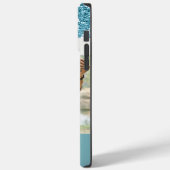 Moderne Blauwe Glitter Custom Liefde Paar Foto Case-Mate iPhone Case (Achterkant / Links)