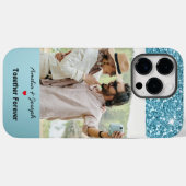 Moderne Blauwe Glitter Custom Liefde Paar Foto Case-Mate iPhone Case (Achterkant (horizontaal))