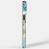 Moderne Blauwe Glitter Custom Liefde Paar Foto Case-Mate iPhone Case (Achterkant / Rechts)