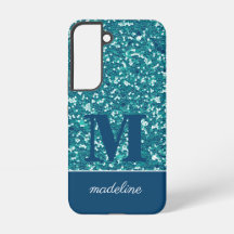 Moderne blauwe glitter gepersonaliseerd