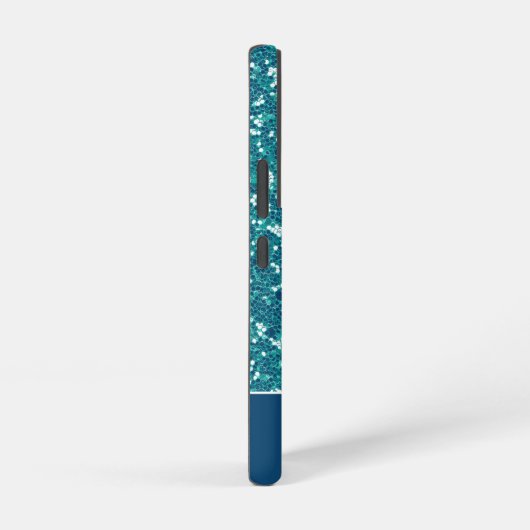 Moderne blauwe glitter gepersonaliseerd samsung galaxy hoesje (Rechterkant)