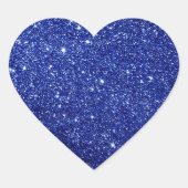 Moderne blauwe glitter hart sticker (Voorkant)