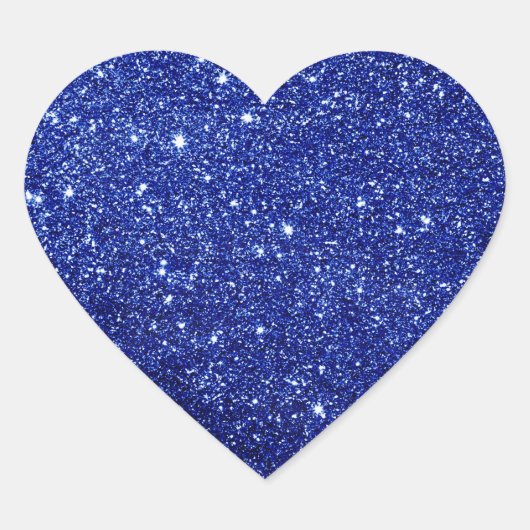 Moderne blauwe glitter hart sticker (Voorkant)