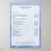 Moderne Blauwe Glitter Salon Prijslijst Poster (Voorkant)