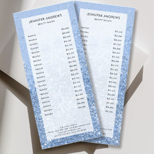 Moderne Blauwe Glitter Salon Prijslijst Rack Card Reclamekaart