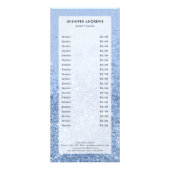 Moderne Blauwe Glitter Salon Prijslijst Rack Card Reclamekaart (Voorkant)