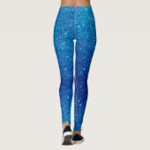 Moderne Blauwe Glitter Sparkle Broek Leggings (Achterkant)