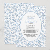 Moderne blauwe glitter verlaat trendy baby shower kaart (Voorkant / Achterkant)