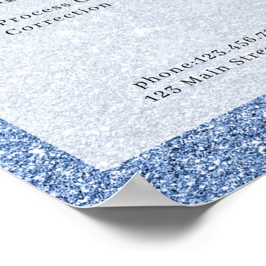 Moderne blauwe glittersalon Prijslijst Poster (Hoek)