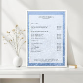 Moderne blauwe glittersalon Prijslijst Poster