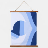 Moderne blauwe golf Abstracte kunst Hangend Wandkleed (Voorkant)