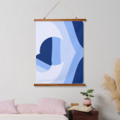Moderne blauwe golf Abstracte kunst Hangend Wandkleed (Slaapkamer)